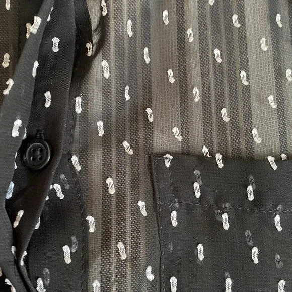 LOFT Black sheer button down blouse - Picture 7 of 8